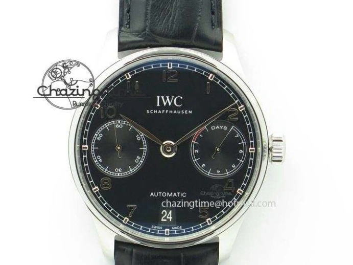 MIROTIME 0424 UrbanStyle Portuguese IW371446 ZF 1:1 Best Edition SS White Dial Blue Markers On Blue Leather Strap  A79350 V 7270